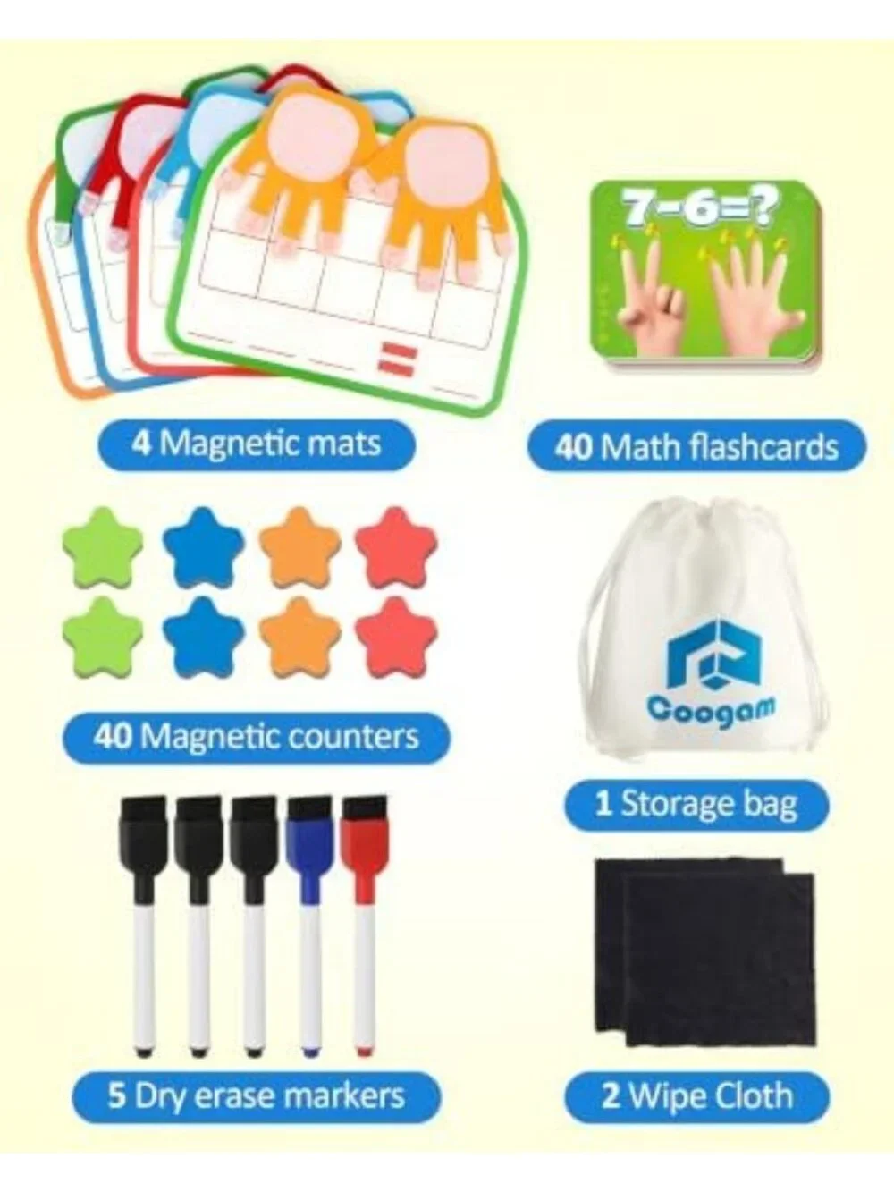 Montessori Math Manipulatives - Magnetic Counting Blocks & Dry Erase Board Toy